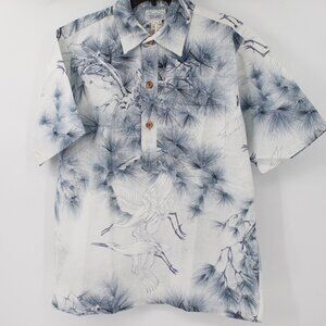 VTG NWOT Surf line hawaiian shirt mens Large button up crane bird print cotton